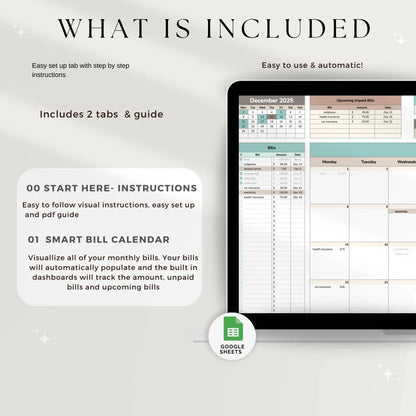 Bill Tracker Spreadsheet Google Sheets, Bill Calendar, Monthly bill tracker, Bill payment tracker, Bill Organizer, Budget Tracker, Bills