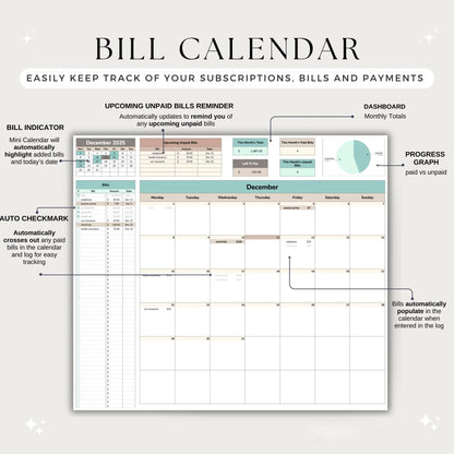 Bill Tracker Spreadsheet Google Sheets, Bill Calendar, Monthly bill tracker, Bill payment tracker, Bill Organizer, Budget Tracker, Bills