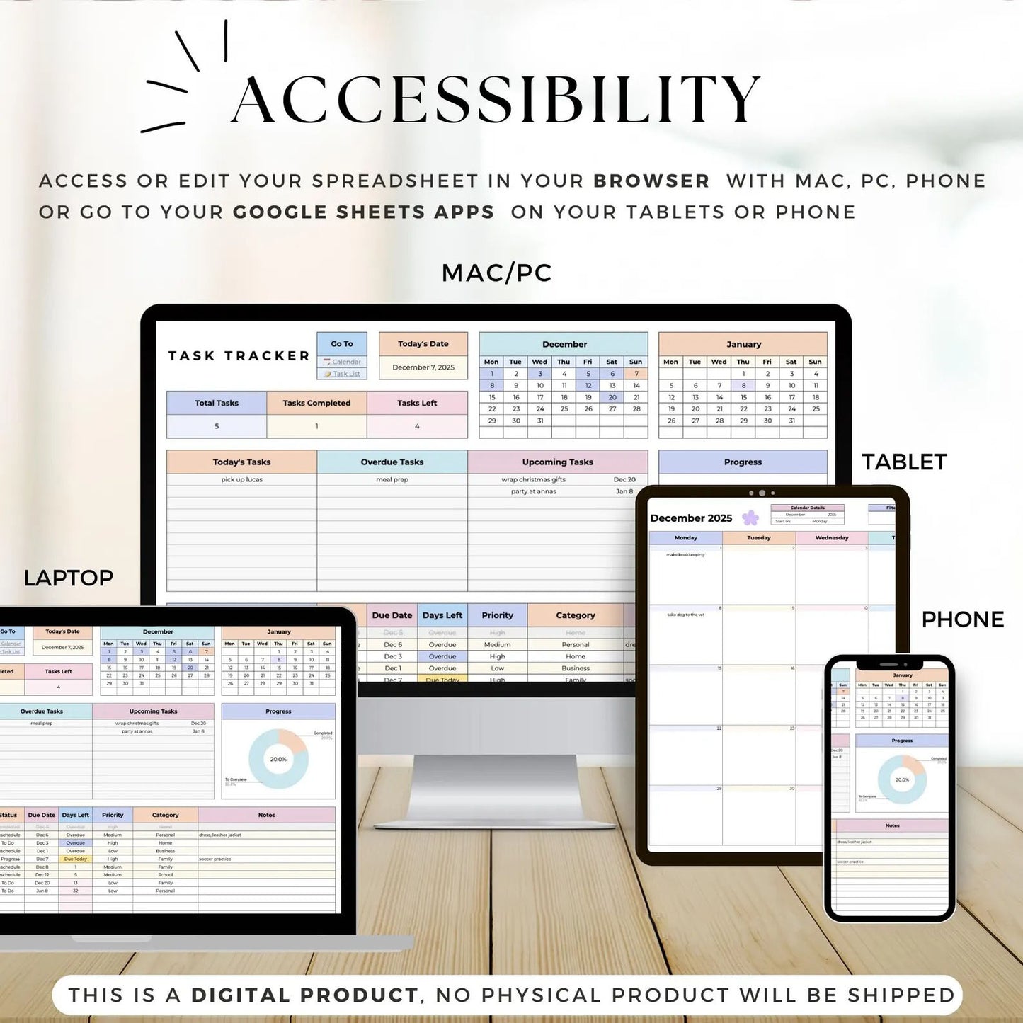 Simple Task tracker Spreadsheet, Task Priority Tracker, Task Management, Task Scheduler, Task Checklist, Smart Calendar Productivity Tracker